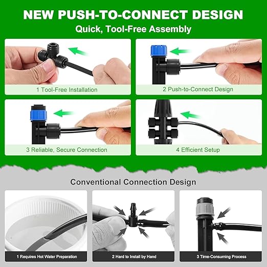 1/4 Inch Drip Irrigation Tee Connectors, Barbed T Fittings for 1/4" Tubing, Quick-Install Leak-Free Splitters for Drip & Sprinkler Irrigation Systems, 18 Pack