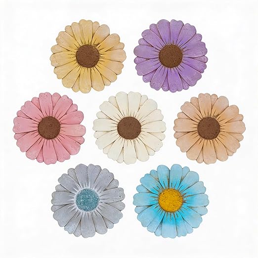 Heavy Duty Concrete Stepping Stone 10 Inch Daisy Design, Non Slip Garden Pathway Stone for Outdoor Walkway Yard Patio Lawn (Gray)