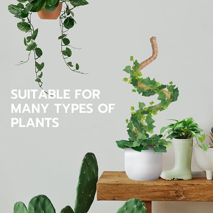 Mcbazel Bendable Moss Pole for Plants 47 Inch, Monstera Plant Support Stake with 7mm Aluminum Core, Coconut Coir Climbing Pole for Monstera Pothos Philodendron, Complete Kit with Ties & Rope