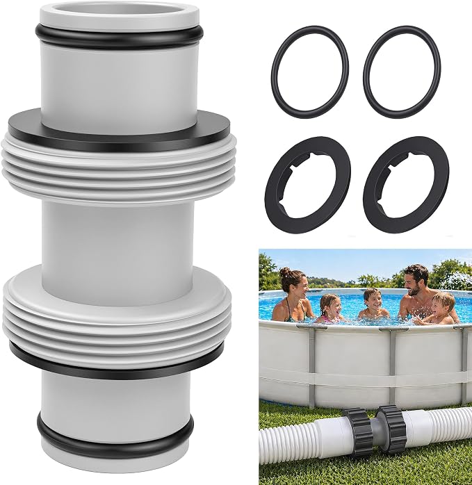 Pool Hose Connector for Leak-Proof Dual Seal and Stable Water Flow, 1.5" to 1.5" Pool Hose Adapter for Pool Parts and Accessories Replacement, Easy No-Tool Install for Above Ground Pools