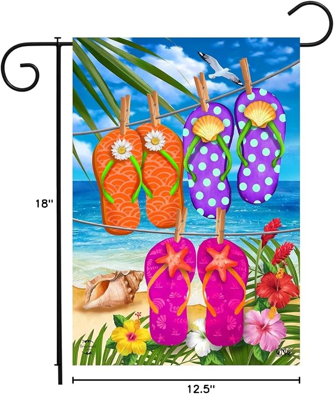 Briarwood Lane Hanging Flip Flops Summer Garden Flag Tropical Beach 12.5" x 18"