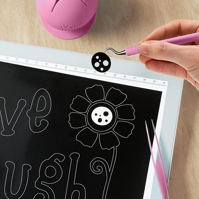 iVyne Berry and Silicone Weeding Tools - Suction Vinyl Weeder, Craft Tweezer, Scrap Collector Holder - Cricut & Silhouette Accessories - Pink