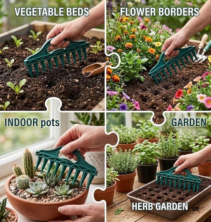 Hand Seeding Punch,Multifunctional Soil Spacer for Planting Seeds,12 Holes Seedlings Dibber,Portable Gardening Tools