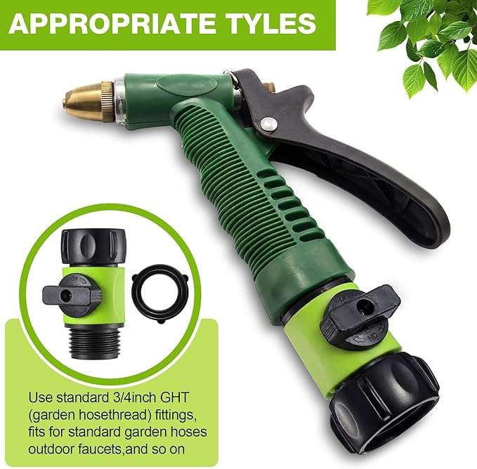 Hotop 6 Pcs Garden Hose Shut Off Valve Plastic Connect Water Hose Turn Off Valve with Anti Leak Standard 3/4 Inch Thread and Rubber Gaskets (Neon Green)
