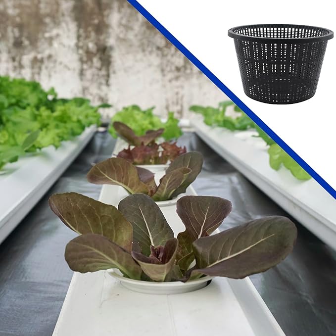 6 PCS 8.35'' Hydroponic Baskets, Large Plastic Garden Mesh Net Pot, Round Pond Containers, Hydroponic Pot Supplies Planting Grow Basket for Indoor Outdoor Grow Planting Supplies