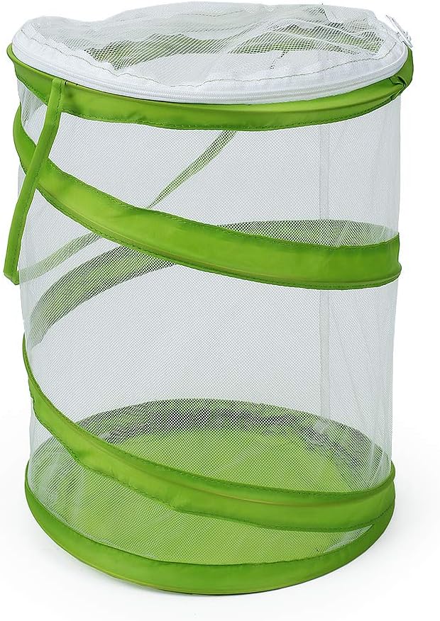 RESTCLOUD Pop-up Insect and Butterfly Habitat Cage Terrarium Clear Mesh Enclosure, See Through Easier 9" x 11" Tall