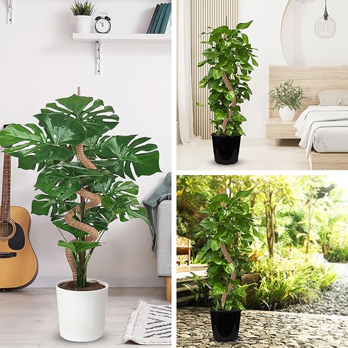 Supoice Moss Pole 63 Inch Bendable Monstera Plant Support for Climbing Plants Indoor Coir Plant Pole Sticks, Brown