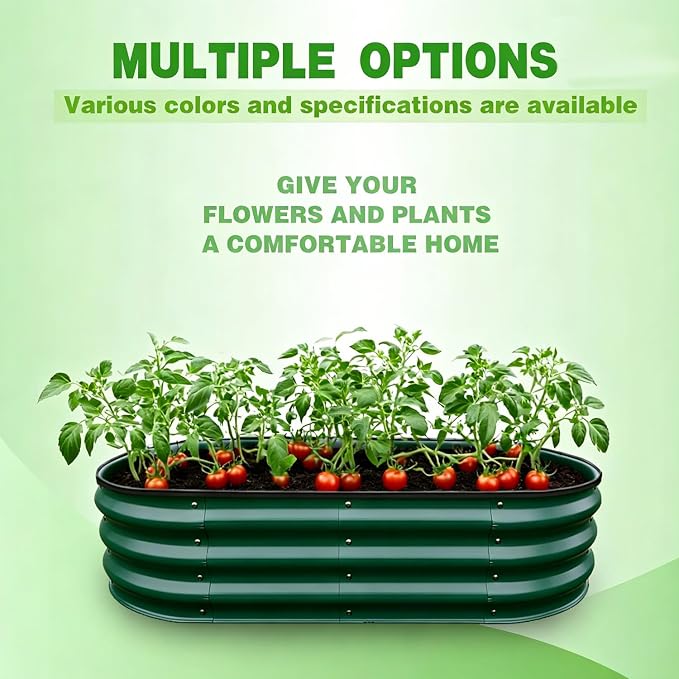 GrowHaus 4x2x1ft Galvanized Raised Garden Bed, Planter Boxes Outdoor Metal Garden Beds for Planting Vegetables Flowers Herbs Dark Green 2 Pack