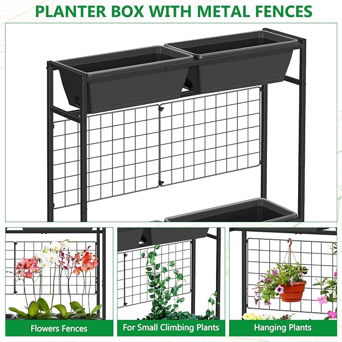 ETELI Vertical Garden Planter Raised Garden Beds with Legs Elevated Garden Planter Boxes with Legs Trellis Patio Balcony Herb Garden Planters Beds Outdoor for Flowers Vegetables, Gray