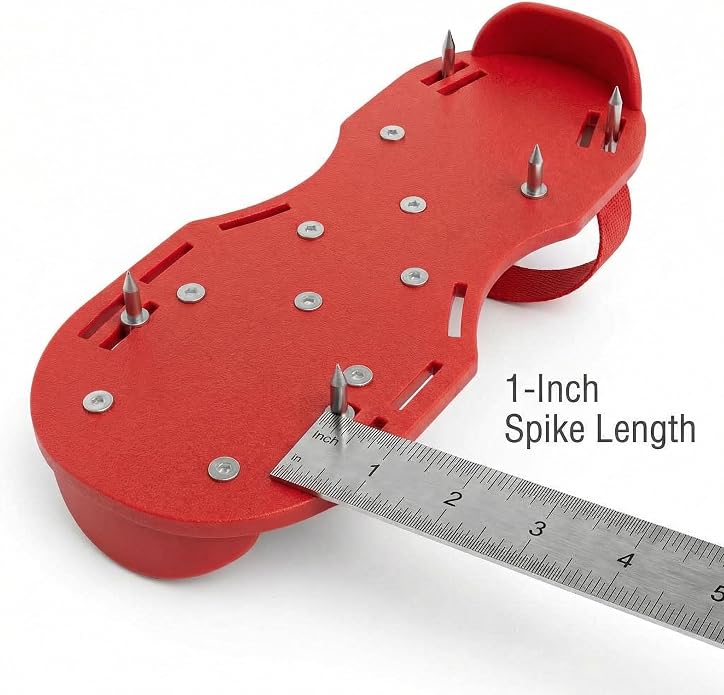 QWORK Gunite Spiked Shoes With 3/4” Short Spikes Perfect For Epoxy Floor, Overlays, Cover Installation, Green Color (Pair)