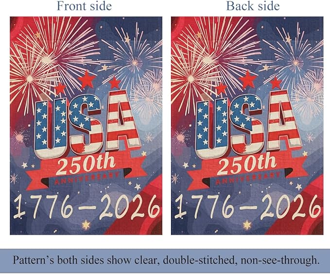 250th Anniversary Garden Flag, Patriotic Garden Flag, Double-Sided Outdoor Yard Decoration for Outdoor, Front Door, Porch