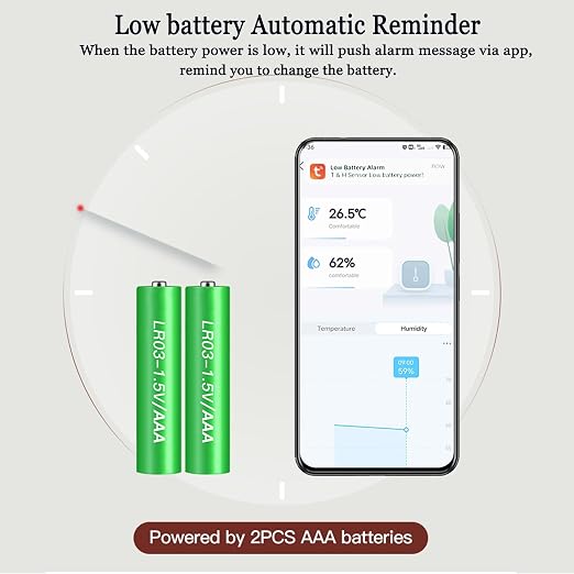Smart WiFi Temperature Humidity Sensor: Wireless Hygrometer Thermometer with LCD Display, Calibratable, App Alert Notification, Data Logger, Indoor Thermometer for Home Greenhouse Reptile (1-Pack)