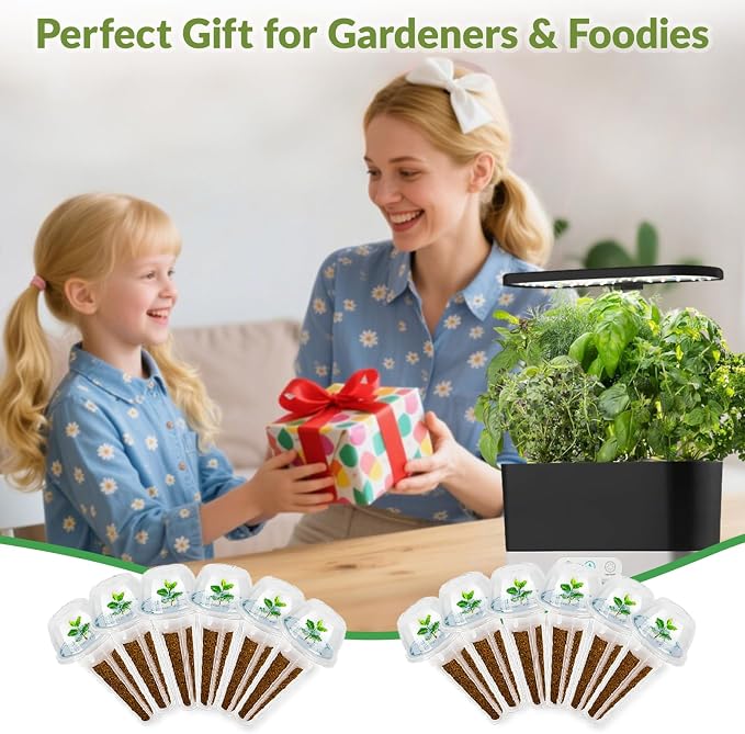 Salad Seed Pod for Aerogarden - 12 Fruit Hydroponic Refill Grow Pods with 6 Packets Seeds of Mini Cucumber, Arugula, Spinach, Cherry Radish & Tomato for Most Hydroponic Systems Ahopegarden, LETPOT