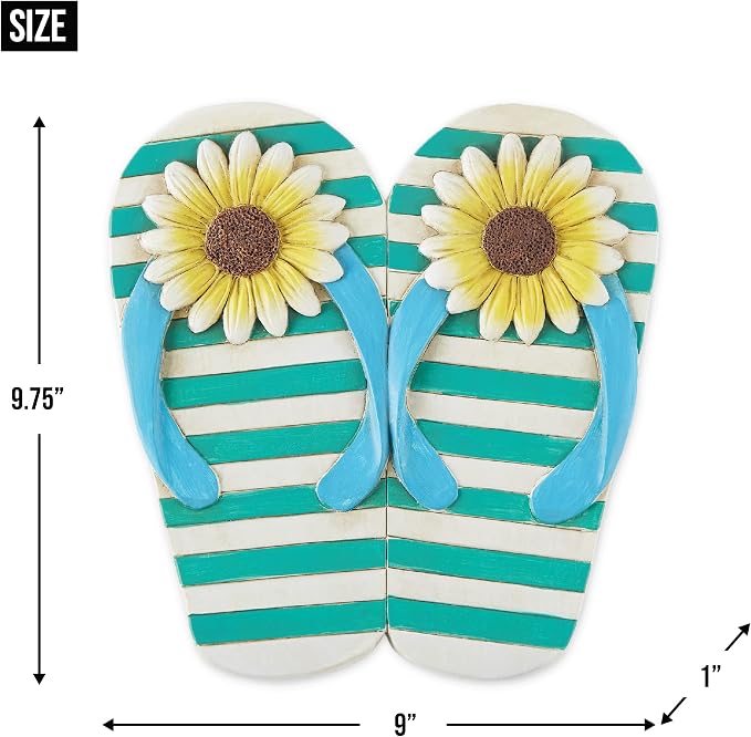 DII Cement Stepping Stone Collection Decorative Colorful, 9x9.5, Sunflower Stripe Flip Flops