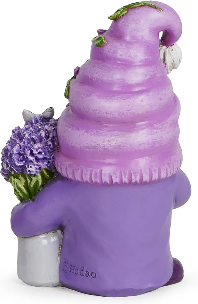 Hodao Lavender Dream Gnome - Purple Fragrance Wonderland Journey Spring Swedish Tomte Elf Dwarf Figurines Summer Gnome Indoor Home Decor Gift (Lavender Gnome 2)