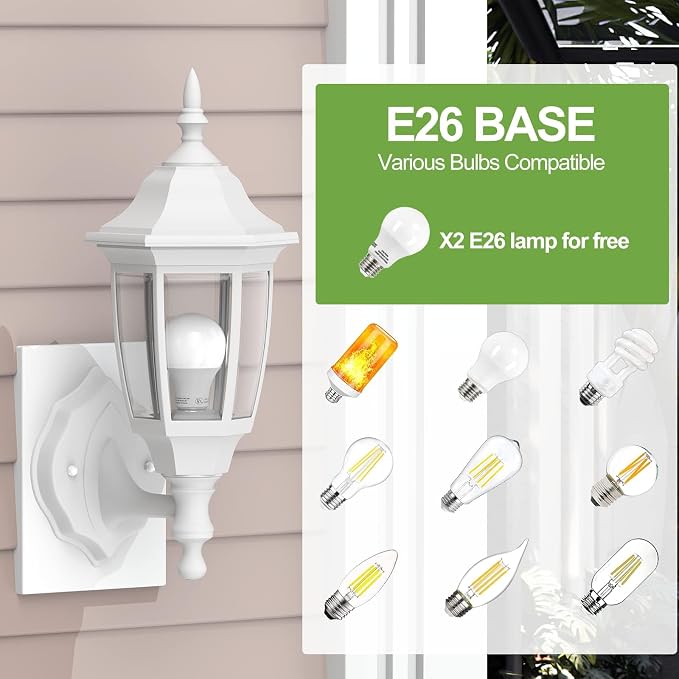 EMART Outdoor Front Porch Light, Exterior Anti-Corrosion, Waterproof Aluminum & Glass Shades Wall Lamp Fixture, Modern Sconce Lantern for Outside, House, Garage - 1 Pack, Gold (Bulb Included)