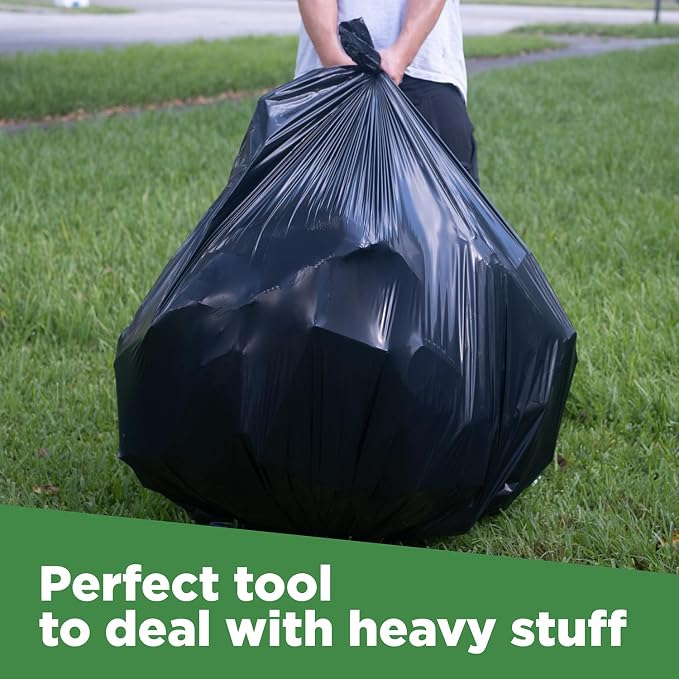 ToughBag 95-96 Gallon Extra-Large Trash Bags, 61x68” Black Garbage Bags, 1.2 Mil Thick (50 COUNT), Heavy-Duty Outdoor 95 Gallon Trash Bags – for Storage, Custodial, Landscape - Made In USA