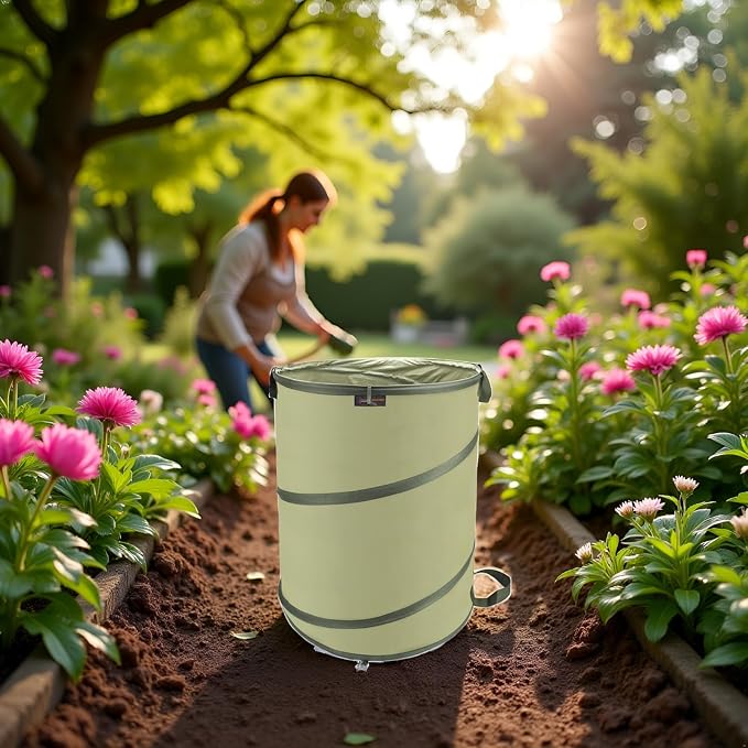YUDI & GARDEN 45 Gallon Collapsible Garden Bag, Collapsible Trash Can for Gardening Cleanup or Party Waste and Outdoor Activities