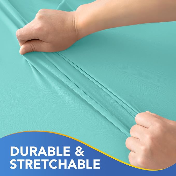 Spandex Table Cover for 6 Foot Rectangle Tables-6 Pack Aqua Blue Outdoor Picnic Elastic Table Cover-Spandex Stretch Folding Table Cloths for Camping Dining Room Patio Kitchen Banquet Party