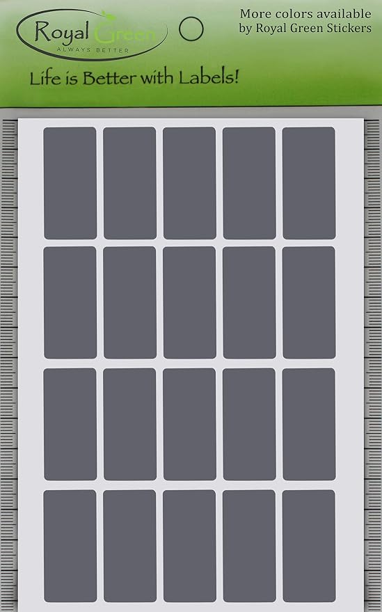 Royal Green Grey Adhesive Sticker Labels 1.57 inch x 0.75 inch (40mm x 19mm) - 1000 Pack