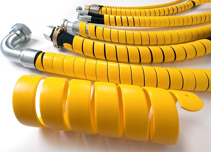 Caplugs SPPC Series – Safeplast Safe-Spiral Pre-Cut Spiral Wrap, Hose & Cable Protector, Yellow HD-PE, 0.75" OD x Six 25' Pre-Cut Lengths (Total Length 150'), Hydraulic & Pneumatic Hoses (20PC25ye)