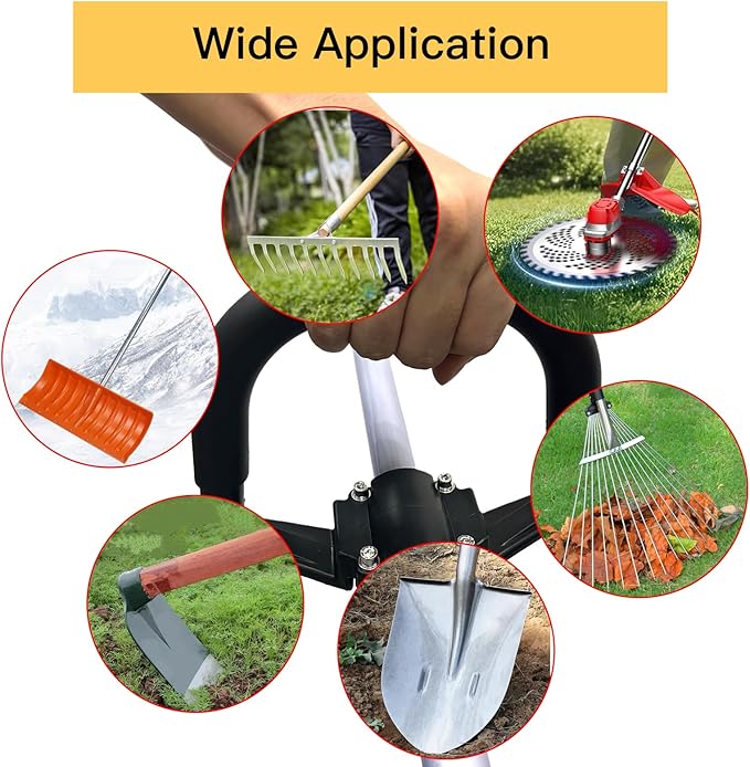 Back-Saving Tool Shovel Handle Attachment, Labor Saving Tool Grip for Back Saver, D Grip Ergonomic Handle Replacement for Snow Shovels, Rakes, Weed Eater,String Trimmer, Scoop
