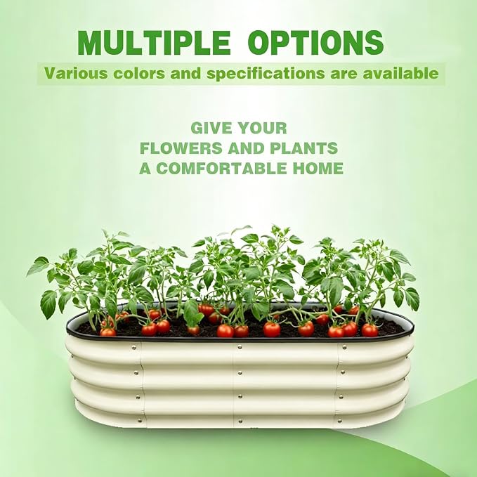 GrowHaus 4x2x1ft Galvanized Raised Garden Bed, Planter Boxes Outdoor Metal Garden Beds for Planting Vegetables Flowers Herbs Milk White