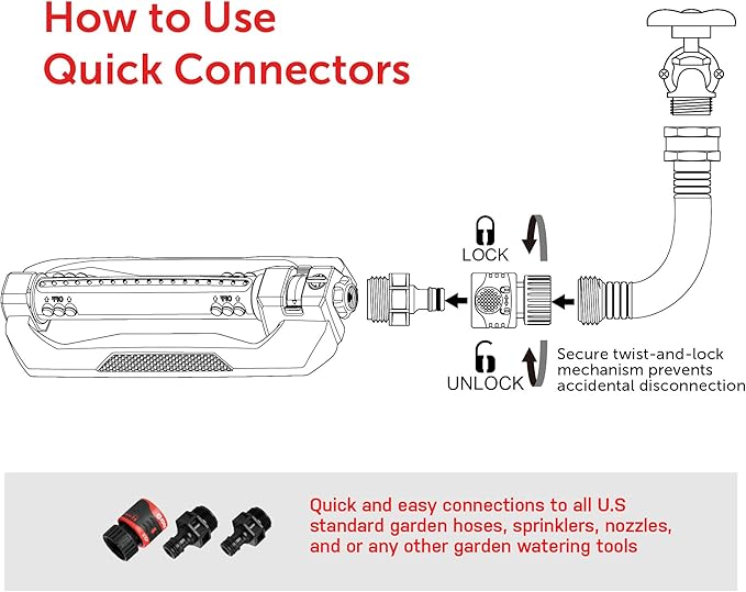 Eden 96212 Turbo Oscillating Sprinkler | Covers Up to 4,400 sq. ft.,18 Precision Nozzles,Adjustable Range,Flow Control,Triple Nozzle Width Switches,Turbo Drive Motor,Quick Connect Bundle,(Pack of 12)