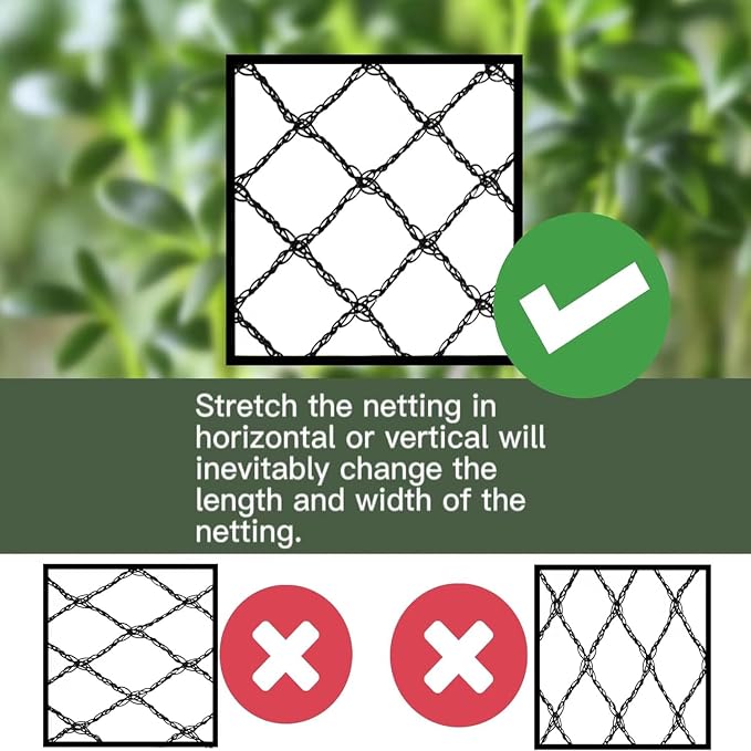 Bird Netting 15x40 Ft, 1/2In Mesh Heavy Duty Garden Netting Pest Barrier for Plants, Fruit Trees, Vegetables, Extra Strong Woven Mesh Netting, Animal Fencing Against Birds, Deer, Poultry