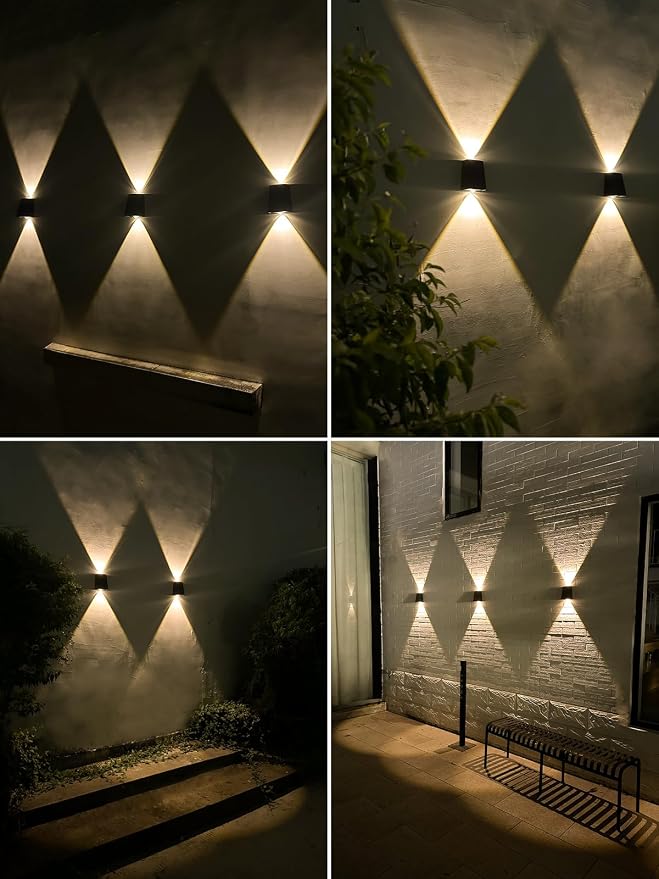 Mrzxy Solar Wall Lights Outdoor Waterproof Up Down Solar Lights Outdoor Dusk to Dawn Warm White for Fence, Wall