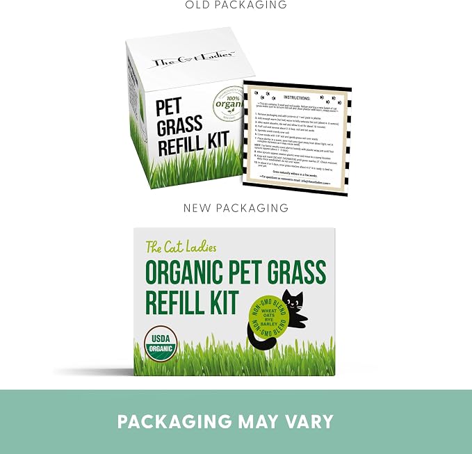 The Cat Ladies Cat Grass Refill Kit 100% Organic Cat Grass Seed and Coco Coir Soil Disks - 3 Pack