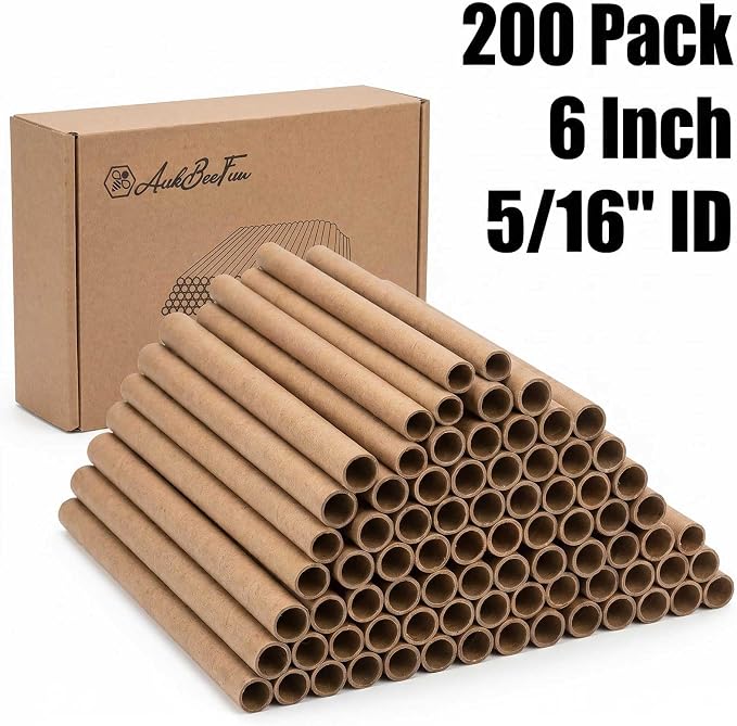 AukBeeFun Mason Bee House Cardboard Tubes,120 Pack Mason Bee Nesting Paper Tubes for Outdoor Beekeepers, Replacement Nesting Tube Refill Inserts
