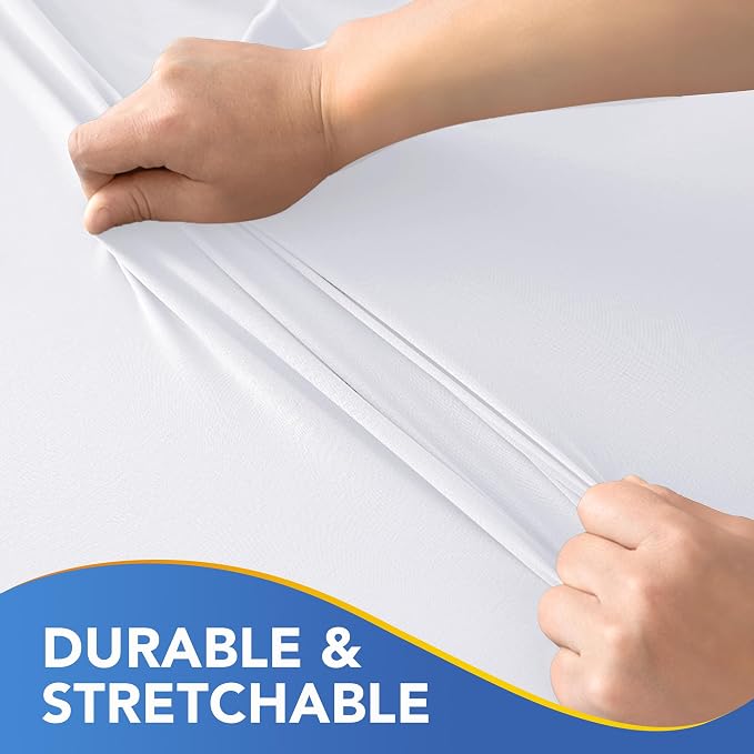 Fitted Tablecloth for 6 Foot Rectangle Tables-10 Pack White Elastic Outdoor Picnic Table Cover-Spandex Stretch Folding Table Cloths 6 ft for Camping Dining Room Patio Kitchen Banquet Party