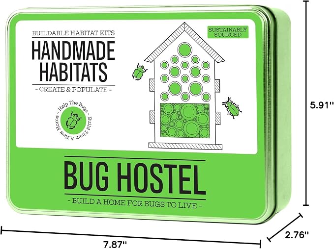 Gift Republic Handmade Habitats Personalised Bug Hostel Kit with 6-Pack Colouring Wooden Pencils, Multicolour