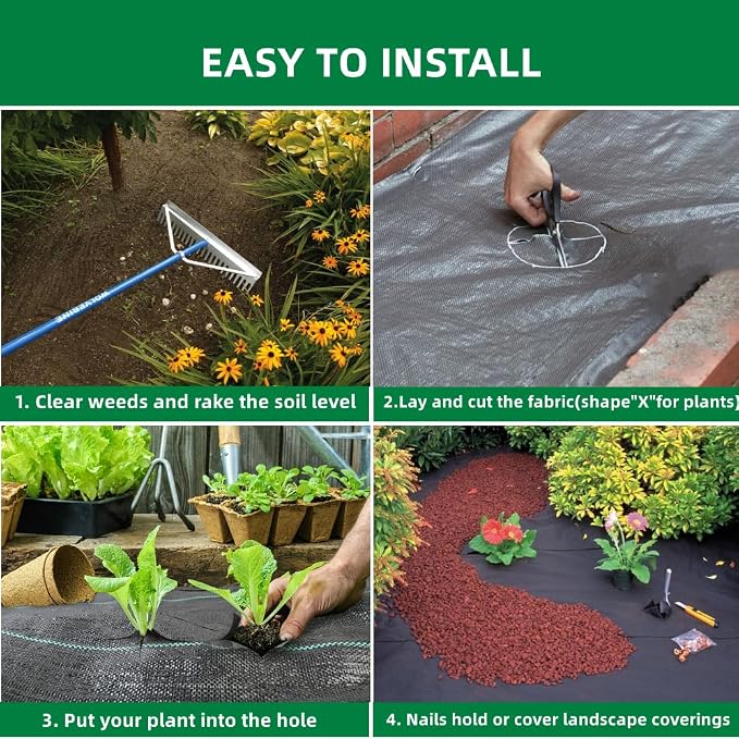 Weed Barrier Landscape Fabric Heavy Duty,3.2 OZ Premium Garden Weed Blocker Fabric for Weed Control, Plastic Ground Cover with Woven Weed Cloth,Durable Landscaping Fabric (4FT X 250 FT)