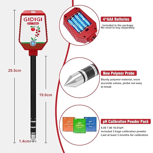 Soil Moisture Meter with App Control Digital Soil Test Kit for Plants pH Sunlight Intensity Fertility Low Price Soil pH Meter Thermometer Humidity Tester for Garden Lawn Farming