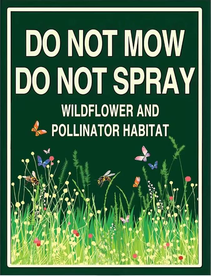 Do Not Trim - No Podar as Plantas Yard Sign with Stakes,Rust Free Aluminum (8 * 12in),Keep Off Grass Sign for Lawn Garden,Pollinator Habitat Yard Sign