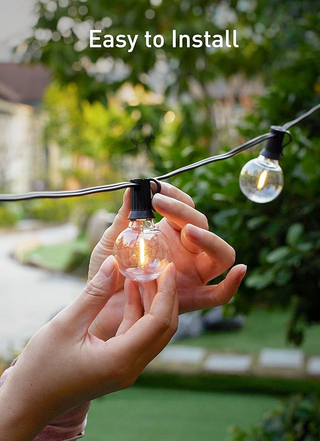 Brightown LED Outdoor String Lights - 150FT Patio Lights with 75 Shatterproof Clear Dimmable Edison Bulbs, Waterproof Connectable Hanging Light for Outside Backyard Porch Party Christmas Decoration
