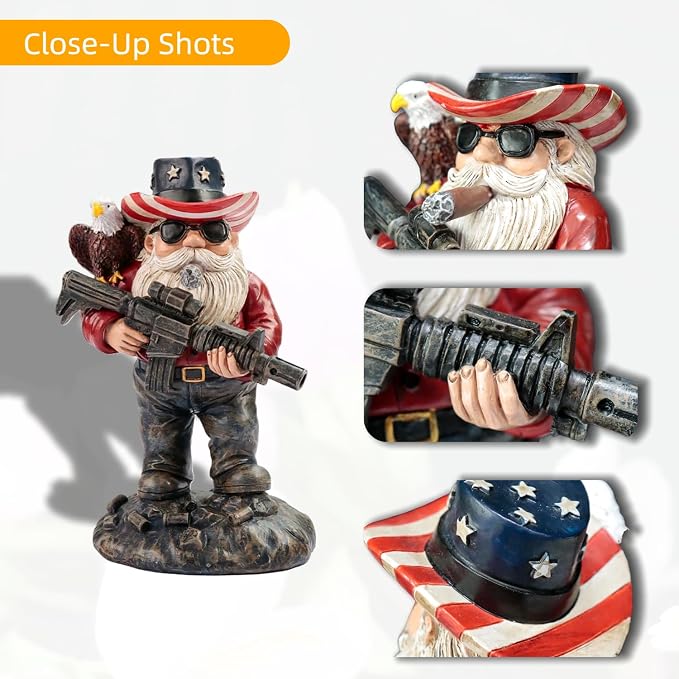 Patriotic Gnomes, Military gnome,gnome,4th of July/Army/Armed Gnomes Fighting, for Men,USA, Military Gifts,Veteran Gifts,Desk Decor for Men,Mens Office Decor 003