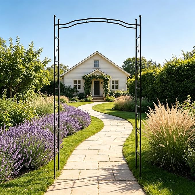 Garden Arbor 93" Arched Trellis for Climbing Plants | Outdoor Metal Garden Arbor for Vegetables Rose Vine Arbor Trellises for Backyard Patio Lawn Wedding Decoration