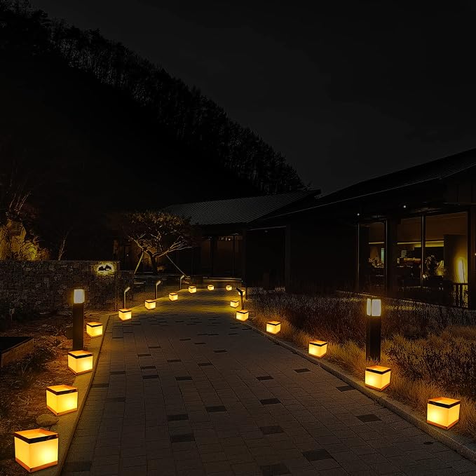 40Pack Paper Floating Water Lanterns,Gold+White Square Memorial Candle Lantern,Table Lanterns Decorative Outdoor for Weeding,Lawn,Pool ,Wishing (40Pack Paper Lanterns with Candles)