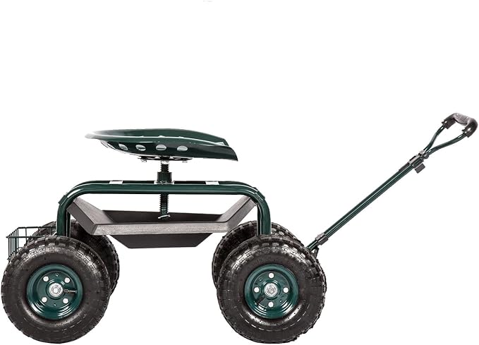 Peach Tree Garden Cart Rolling Work Seat with Tool Tray Heavy Duty Scooter Gardening Planting