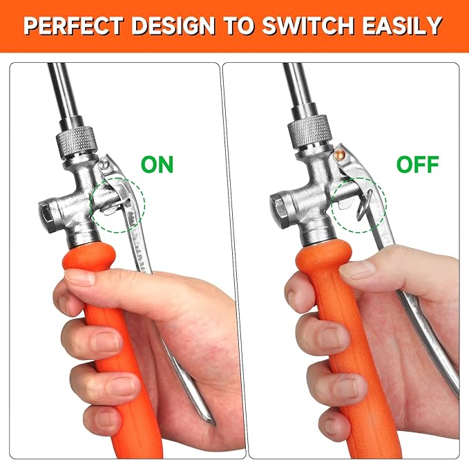 All Metal 44 Inches Replacement Sprayer Wand, 1/4" & 3/8" Brass Barb Sprayer Wand Replacement Built-in Shut Valve Stainless Steel Sprayer Wand. (All Metal Sprayer Wand)