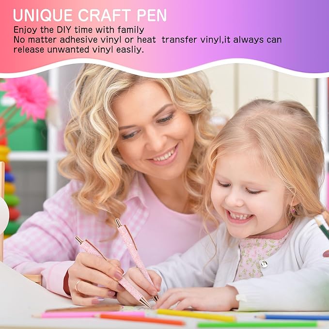TECKWRAP Air Release Weeding Tool Pin Pen Vinyl Installation Weeding Tool for Vinyl DIY Craft Project (Glitter Pink)