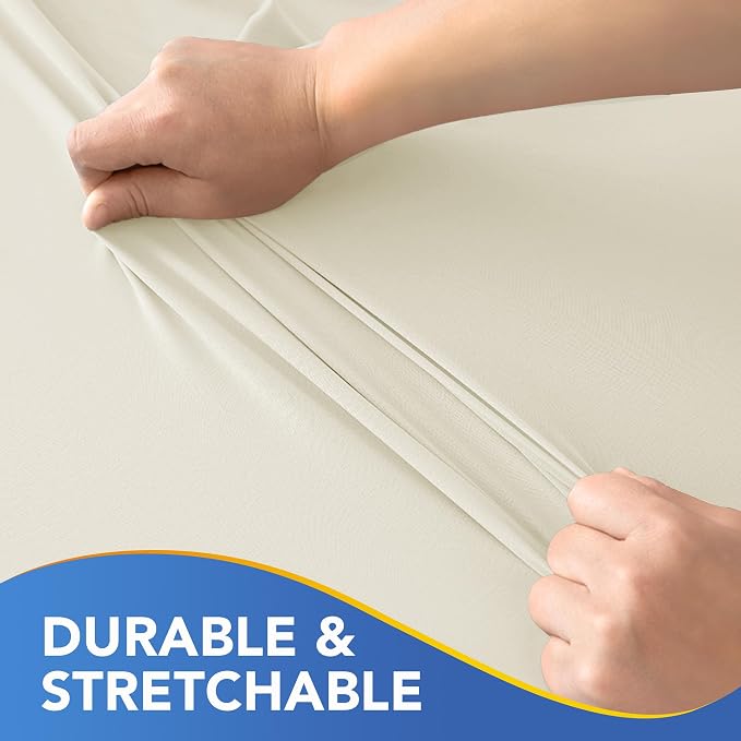 Fitted Tablecloth for 6 Foot Rectangle Tables-6 Pack Cream Elastic Outdoor Picnic Table Cover-Spandex Stretch Folding Table Cloths 6 ft for Camping Dining Room Patio Kitchen Banquet Party