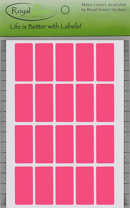 Royal Green Colored Pink Tags Labels for Kids 1.57 inch x 0.75 inch (40mm x 19mm) - 1000 Pack