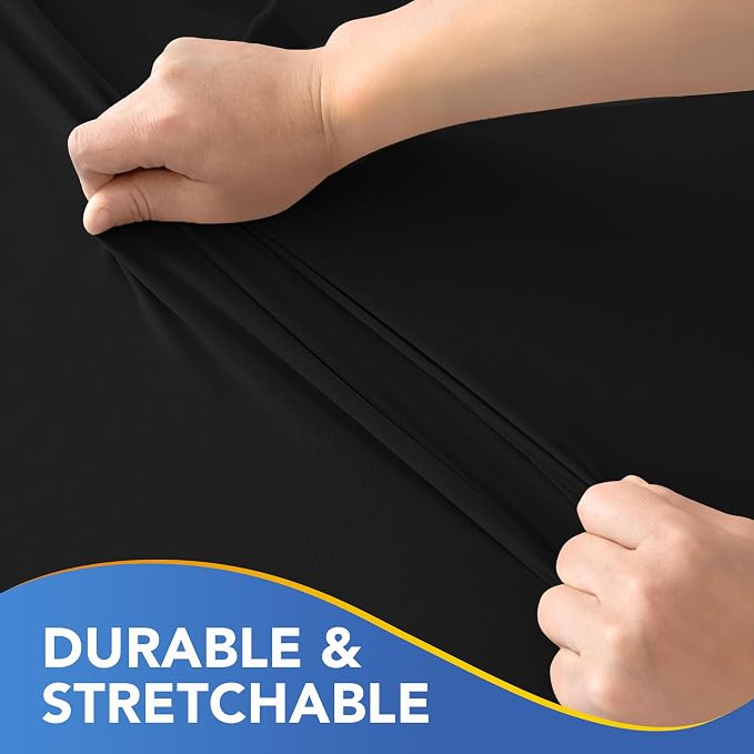Fitted Tablecloth for 6 Foot Rectangle Tables-2 Pack Black Elastic Outdoor Picnic Table Cover-Spandex Stretch Folding Table Cloths 6 ft for Camping Dining Room Patio Kitchen Banquet Party