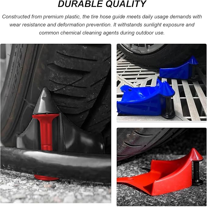 4 PCS Car Hose Guide, Car Washing Tire Hose Roller Preventing Stucking and Snagging Under The Wheels, Plastic Wheel Rolling System Tool Hoses Guides for Cars Trucks Motorcycles (Black)