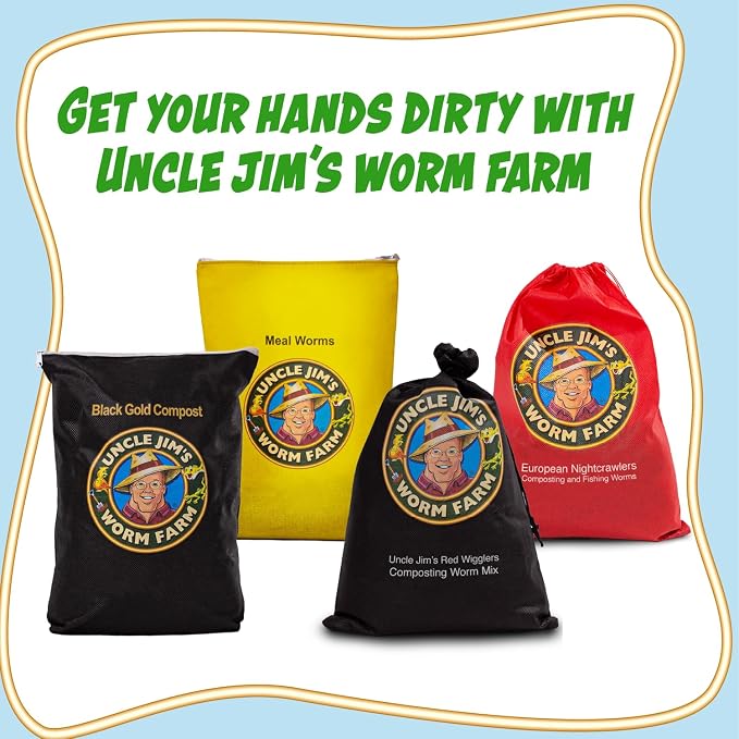 Uncle Jim's Worm Farm 500 Count Red Wiggler Composting Worms Mix for Garden Soil or Fishing | Starter Pack of Compost Worms Improves Soil Structure and Quality for Healthier Gardens