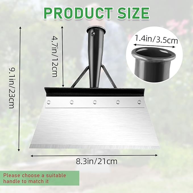 Multifunctional Outdoor Garden Shovel, Stainless Steel Garden Cleaning Shovel, Garden Scraper for Weeds and Moss,Farm Weeding Remover Tool, Snow Removal Shovel, Not Included Handle, 20cm